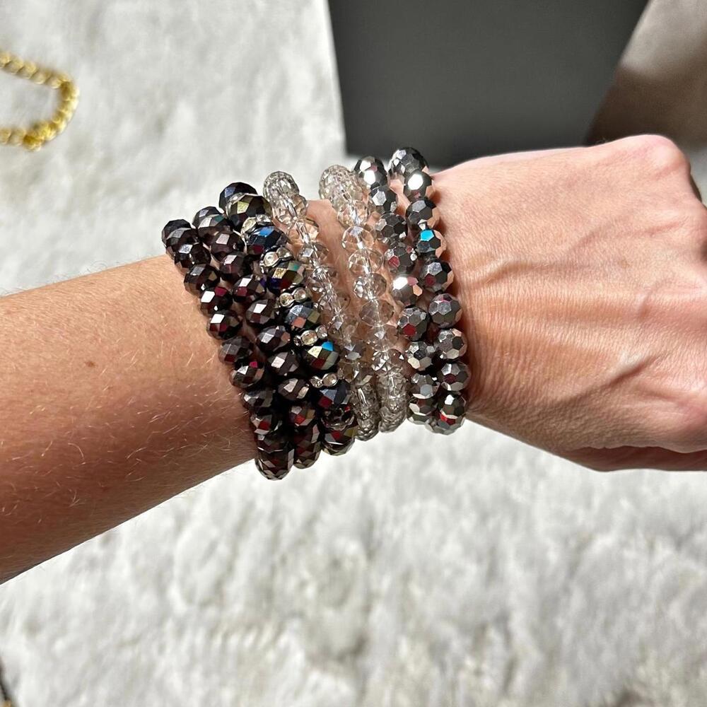 Bundle of 7 Sparkling Beaded Stretch Bracelets